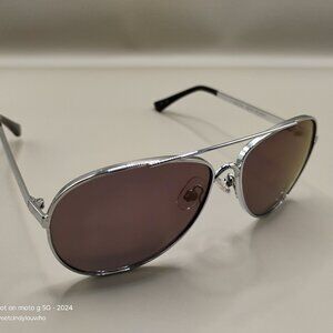 vintage aviator sunglasses silver colored metal frames with dark gray lenses 90s